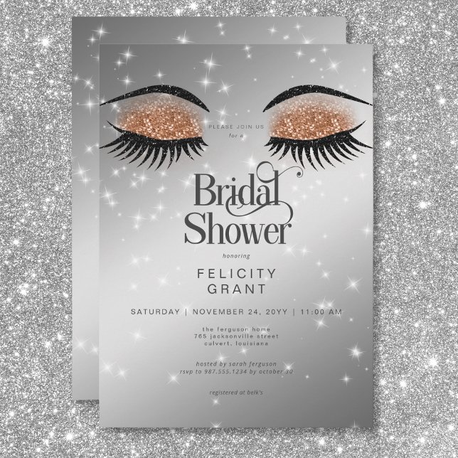 Convites Chá de panela de Olhos Castanhos de Cacau Moderno (Modern Cocoa Brown Glam Eyes Bridal Shower Invitation)