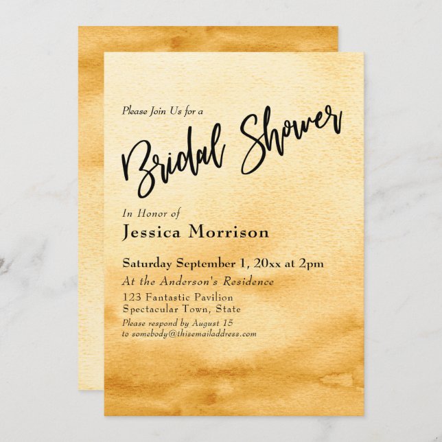 Convites Chá de panela de Omã Amarelo (Frente/Verso)