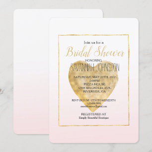 Convites Chá de panela de Ombre Rosa Dourado Blush