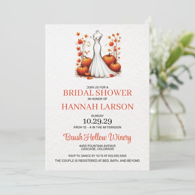 Convites Chá de panela de outono (Em pé/Frente)