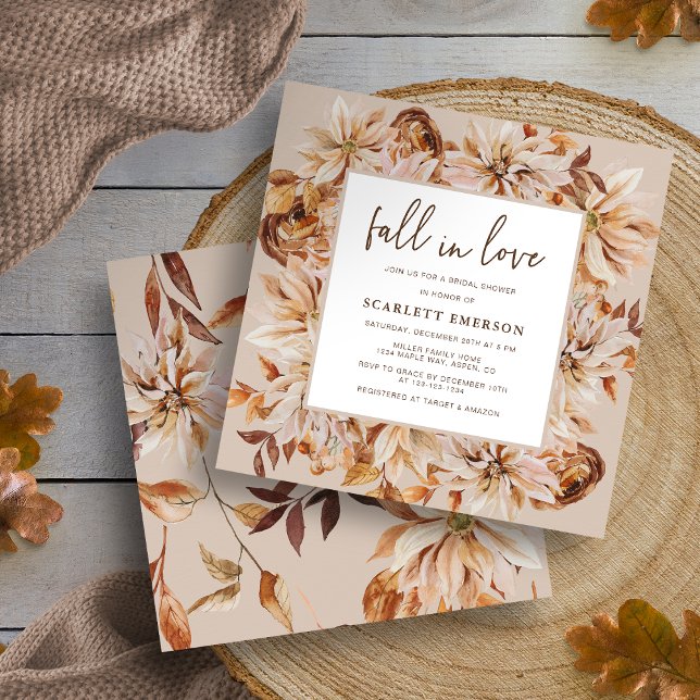 Convites Chá de panela de outono (Fall In Love Bridal Shower Invitation
)