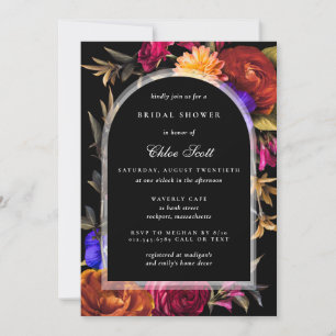 Convites Chá de panela de outono cor-de-rosa roxa-alaranjad