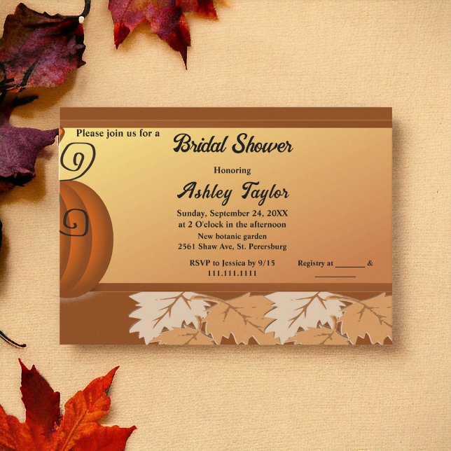 Convites Chá de panela de outono Elegante Russo deixa outon (Criador carregado)