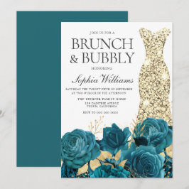 Convites Chá de panela de palhaço Dourado Turquesa Brunand 