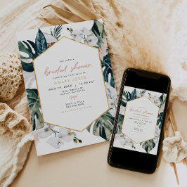 Convites Chá de panela de Pampas Tropicais de Palma Rosa Es