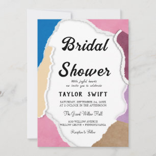 Convites Chá de panela de papel rasgado por texto personali