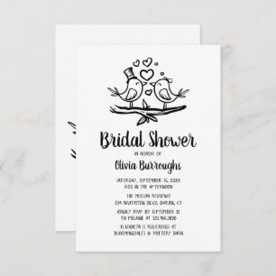 Convites Chá de panela de Pássaros Brancos Negros de Cartoo