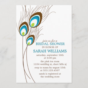 Convites Chá de panela de Penas de Peacock Teal