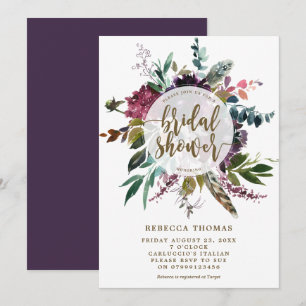 Convites chá de panela de penas floral boho