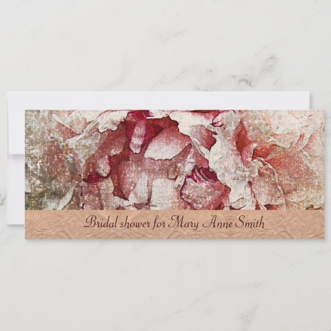 Convites Chá de panela de peônias rosa vitoriano (Frente)