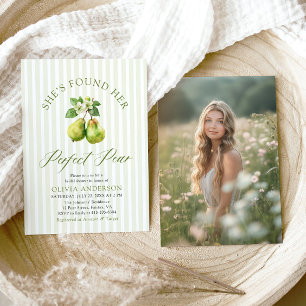 Convites Chá de panela de pera perfeito para Gingham Verde