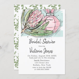 Convites Chá de panela de Perfume de Proteína Rosa-chique