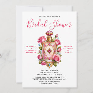 Convites Chá de panela de Perfume Floral Rosa Rosa Elegante