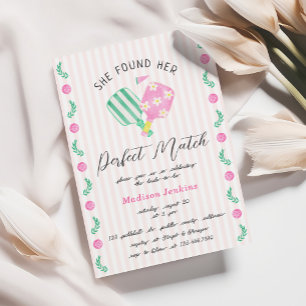 Convites Chá de panela de Pickleball Correspondente Perfeit