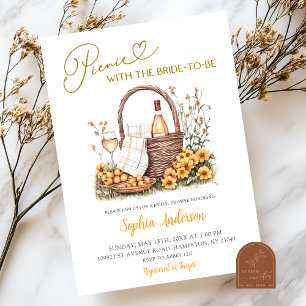 Convites Chá de panela de Picnic de Sunflower Amarelo