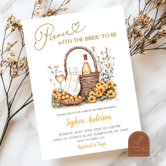 Convites Chá de panela de Picnic de Sunflower Amarelo (Criador carregado)