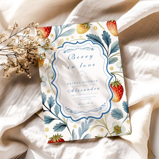 Convites Chá de panela de pincel flexível Berry (Criador carregado)