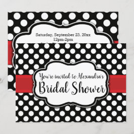 Convites Chá de panela de pinos da Bolinhas branca preta