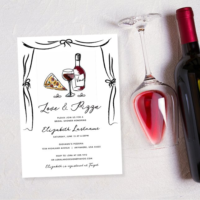 Convites Chá de panela de Pizza e Amor Desenhado à Mão (Criador carregado)