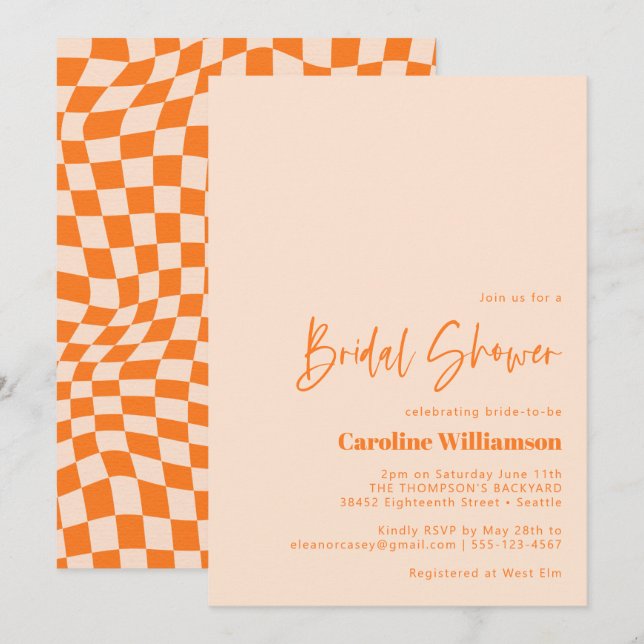 Convites Chá de panela de placa de verificação do Abstrato  (Frente/Verso)