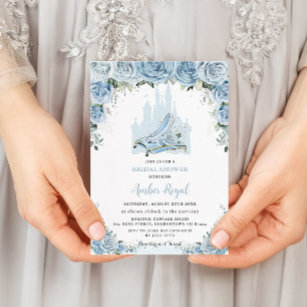 Convites Chá de panela de plástico azul-princesa