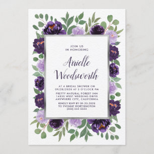 Convites Chá de panela de Pluma de Aquarela Floral de Prata