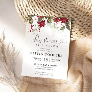 Convites Chá de panela de Poinsettia Vermelha Natal