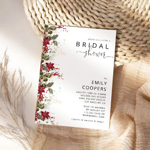 Convites Chá de panela de Poinsettia Vermelha Natal