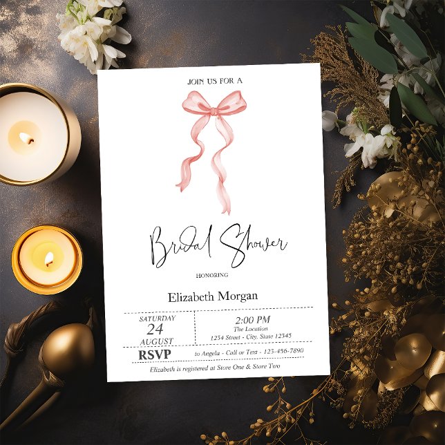 Convites Chá de panela de pontos de fita do Arco rosa (Criador carregado)