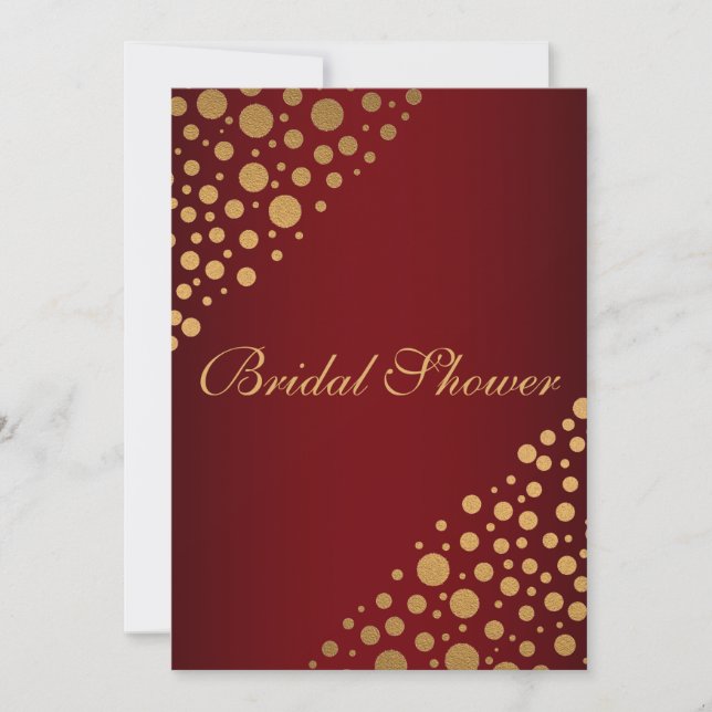 Convites Chá de panela de pontos Dourados na moda | Vermelh (Frente)