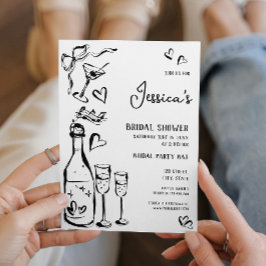 Convites Chá de panela de porta desenhada à mão Arco francê