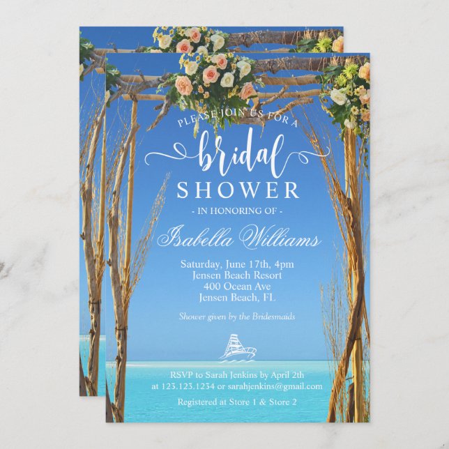 Convites Chá de panela de Portas de Casamento Floral Summer (Frente/Verso)