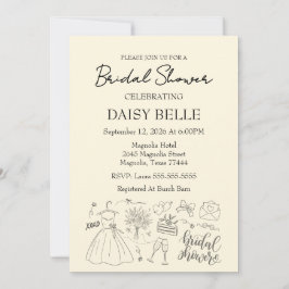 Convites Chá de panela de Portas Desenhado à Mão Amarelo