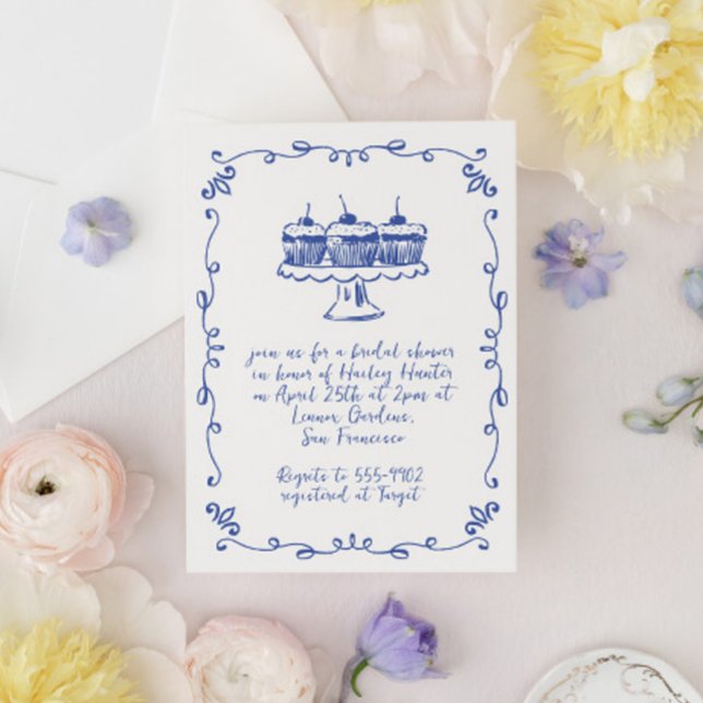 Convites Chá de panela de Portas do Cupcake Whimsical Moder (Criador carregado)