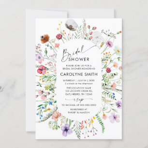 Convites Chá de panela de Prados de Flores Selvagens Bonito