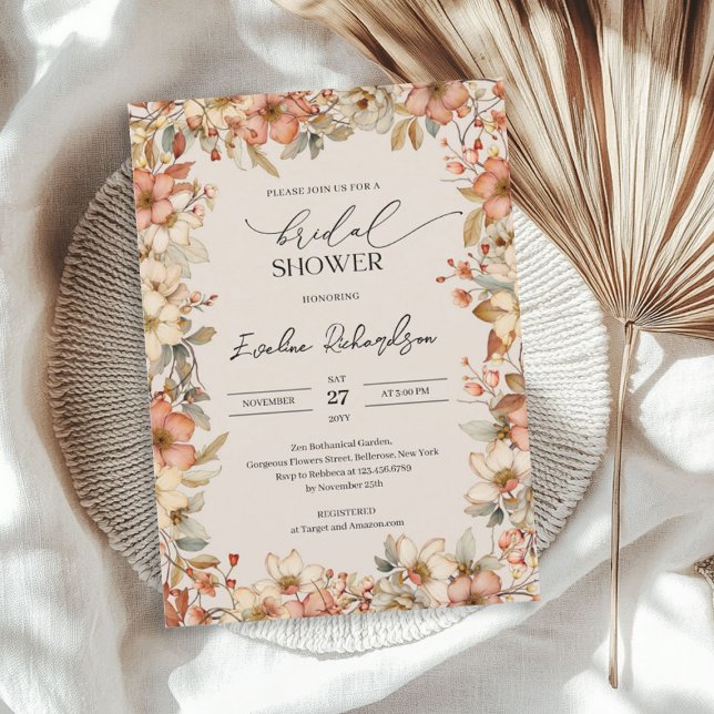 Convites Chá de panela de prados de flores silvestres de co (Trendy watercolor wildflowers meadow Bridal Shower)