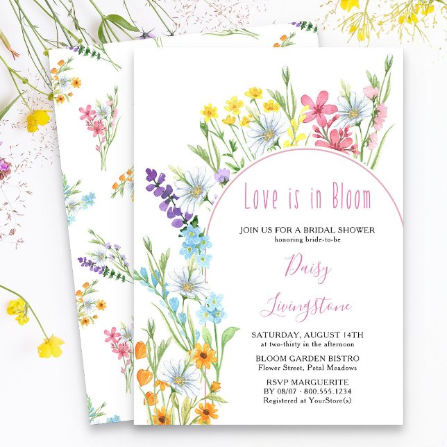 Convites Chá de panela de Prados de Prados de Flores Selvag (Love is in Bloom Invitation from my Wildflower Meadow Bridal Shower collection)