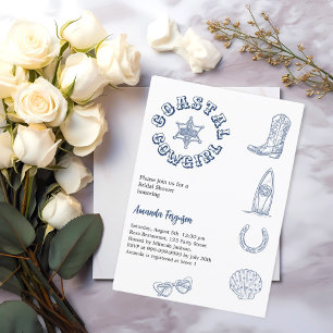 Convites Chá de panela de praia azul de Cowgirl Costeira