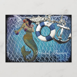 Convites chá de panela de praia da sereia da âncora vinta