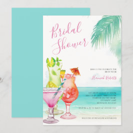 Convites Chá de panela de praia de Cocktails Tropicais