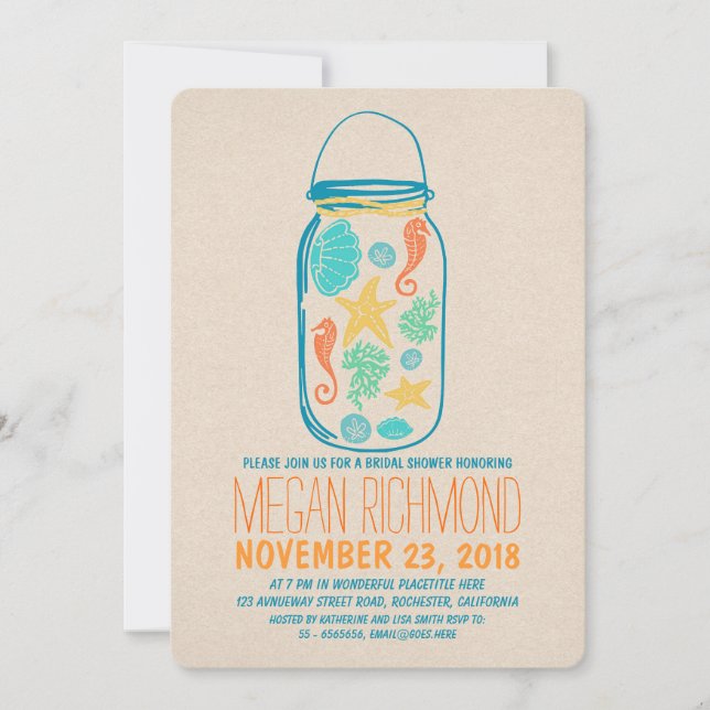 Convites Chá de panela de praia de Mason Náutico (Frente)