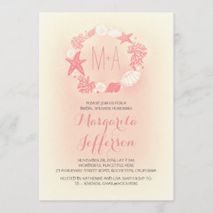 Convites chá de panela de praia em terra marítima náutica