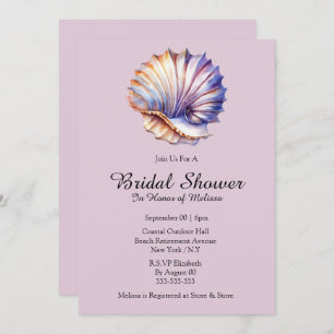 Convites Chá de panela de praia náutica de Seashell, branco