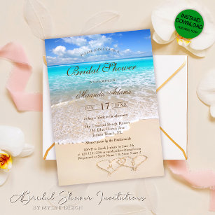 Convites Chá de panela de praia tropical do oceano azul Ele