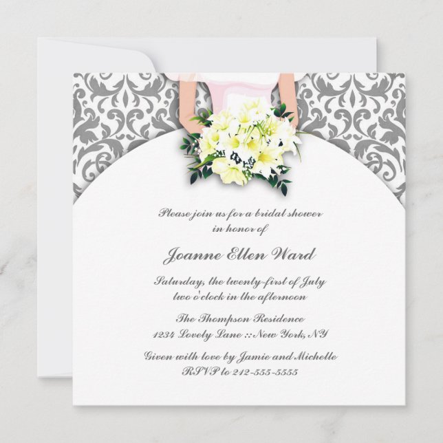 Convites Chá de panela de Prata e Amarelo (Frente)