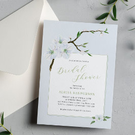 Convites Chá de panela de primavera floral azul empoeirado