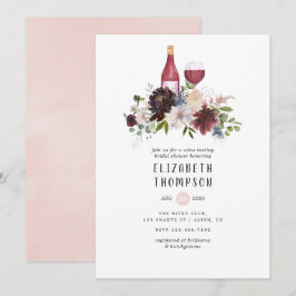 Convites Chá de panela de Provando de vinho cor-de-rosa e b