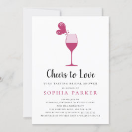 Convites Chá de panela de Provando de vinho Rosa da borbole