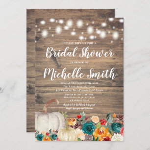 Convites Chá de panela de Pumpkin Dourado de Teal Laranja R