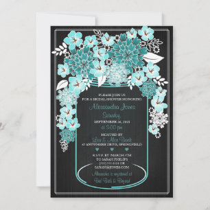 Convites Chá de panela de Quadro 4 de Mason Jar Floral Rus